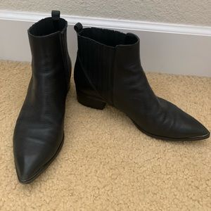 Black leather Mark Fisher booties.